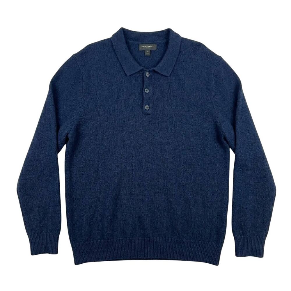 Banana Republic Men Polo Sweater XL Navy Long Sleeve Knit Cotton
